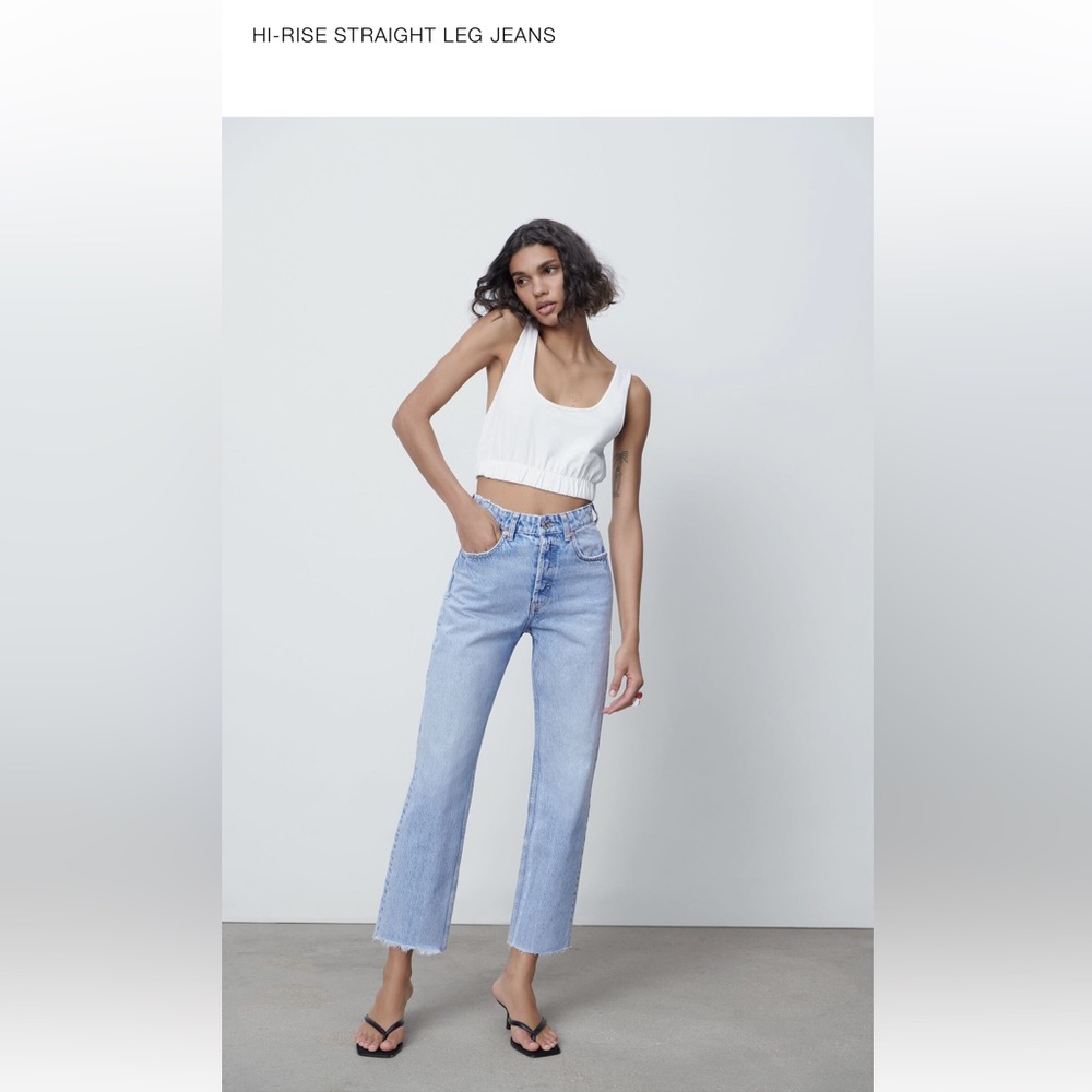 Zara high rise straight leg Jean light blue size 4